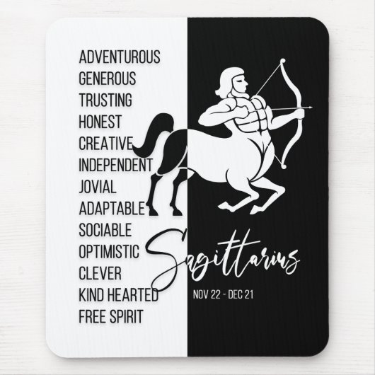 Sagittarius Zodiac Sign Mousepad, Black & White Mousepad (Vorne)