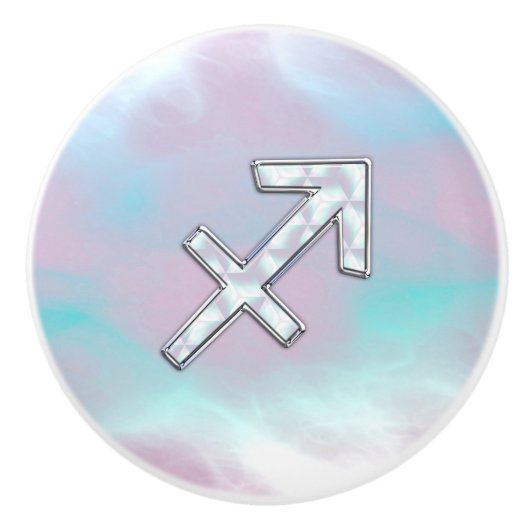 Sagittarius Zodiac Sign on Mother of Pearl Decor Keramikknauf (Vorderseite)