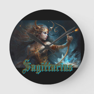 Sagittarius Zodiac Sign Runde Wanduhr