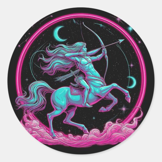 Sagittarius Zodiac Sign Runder Aufkleber (Vorderseite)