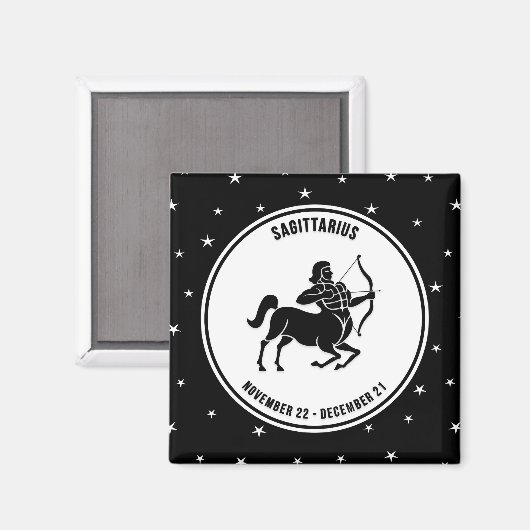 Sagittarius Zodiac Sign, Schwarz & Weiß Magnet (Vorderseite/Rückseite)
