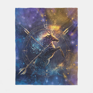 Sagittarius Zodiac Sign Watercolor Design Fleecedecke