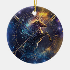 Sagittarius Zodiac Sign Watercolor Design Keramik Ornament