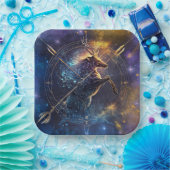 Sagittarius Zodiac Sign Watercolor Design Pappteller (Party)