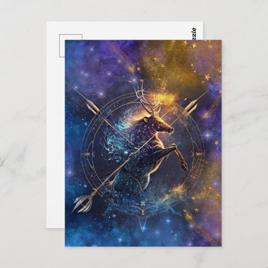 Sagittarius Zodiac Sign Watercolor Design Postkarte (Vorne/Hinten)