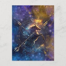 Sagittarius Zodiac Sign Watercolor Design Postkarte
