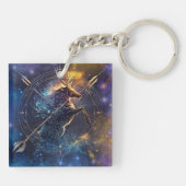 Sagittarius Zodiac Sign Watercolor Design Schlüsselanhänger (Rückseite)