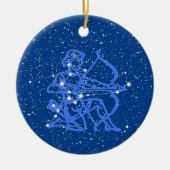 Sagittarius Zodiac Sign with Stars on Deep Blue Keramik Ornament (Vorne)