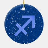Sagittarius Zodiac Sign with Stars on Deep Blue Keramik Ornament (Hinten)