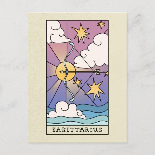 Sagittarius Zodiac Signieren Abstrakte Kunst Vinta Postkarte (Vorderseite)