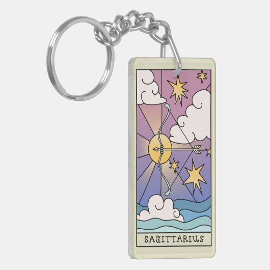 Sagittarius Zodiac Signieren Abstrakte Kunst Vinta Schlüsselanhänger (Vorderseite links)