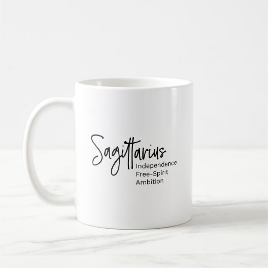 Sagittarius zodiac signiert positive Eigenschaft Kaffeetasse (Links)