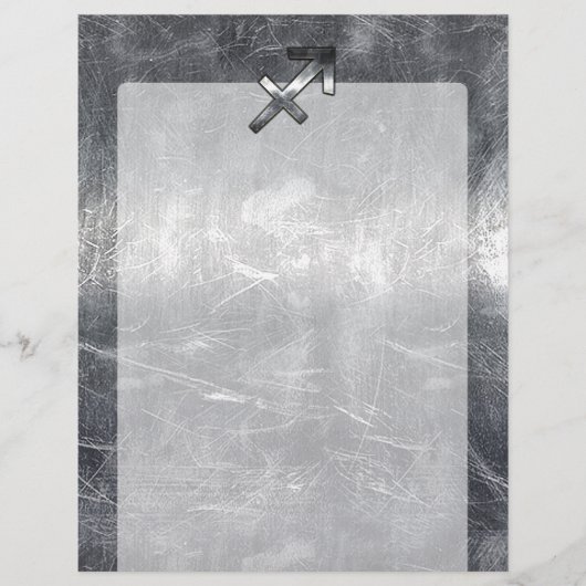 Sagittarius Zodiac Silver Distressed Steel look (Vorderseite)