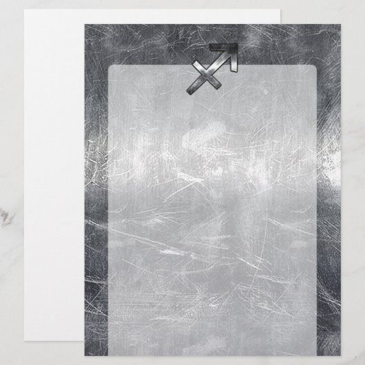Sagittarius Zodiac Silver Distressed Steel look (Vorne/Hinten)