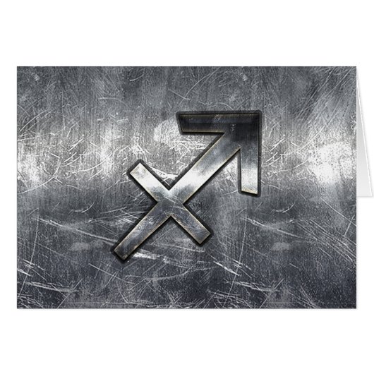 Sagittarius Zodiac Silver Distressed Steel look (Vorderseite (Horizontal))