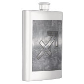 Sagittarius Zodiac Silver Distressed Steel look Flachmann (Rechts)