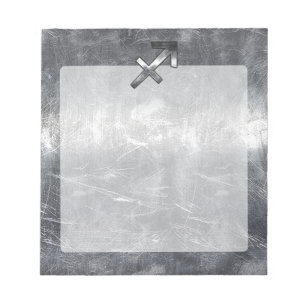 Sagittarius Zodiac Silver Distressed Steel look Notizblock