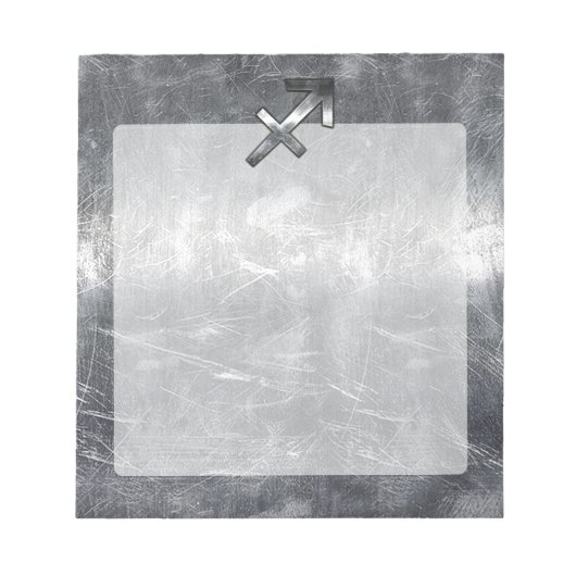 Sagittarius Zodiac Silver Distressed Steel look Notizblock (Vorderseite)