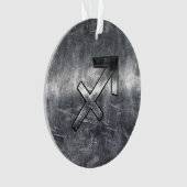 Sagittarius Zodiac Silver Distressed Steel look Ornament (Vorderseite)