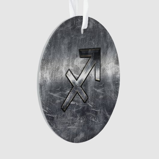 Sagittarius Zodiac Silver Distressed Steel look Ornament (Vorderseite)