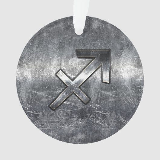 Sagittarius Zodiac Silver Distressed Steel look Ornament (Vorderseite)