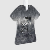 Sagittarius Zodiac Silver Distressed Steel look Ornament (Vorderseite)