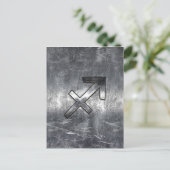 Sagittarius Zodiac Silver Distressed Steel look Postkarte (Stehend Vorderseite)