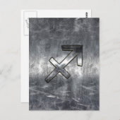 Sagittarius Zodiac Silver Distressed Steel look Postkarte (Vorne/Hinten)