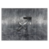 Sagittarius Zodiac Silver Distressed Steel look Schneidebrett (Vorderseite)