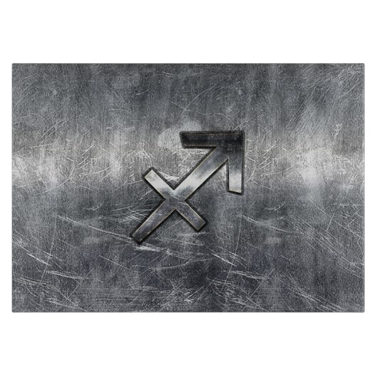 Sagittarius Zodiac Silver Distressed Steel look Schneidebrett (Vorderseite)