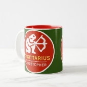 Sagittarius Zodiac Star-Zeichen mit dem Namen des Zweifarbige Tasse (Vorderseite Links)