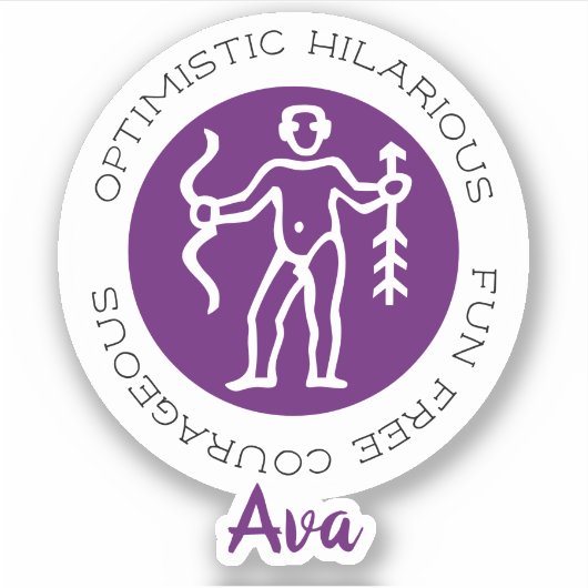 Sagittarius Zodiac Star Zeicheneigenschaften Lila Aufkleber (Vorderseite)