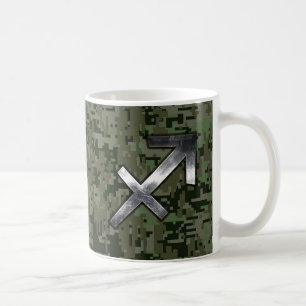 Sagittarius Zodiac-Symbol auf der grünen digitalen Kaffeetasse