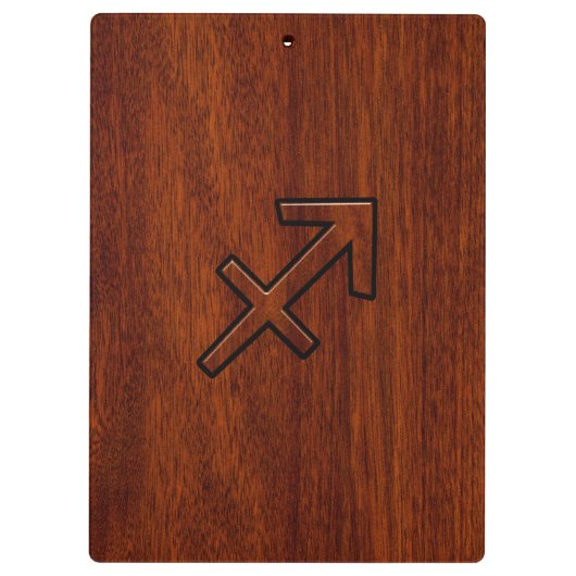 Sagittarius Zodiac Symbol auf Mahogany Holzdekorat Klemmbrett (Rückseite)