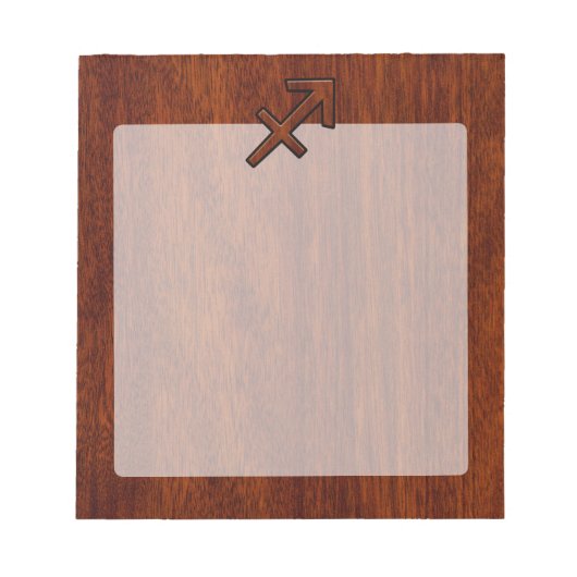 Sagittarius Zodiac Symbol auf Mahogany Holzdekorat Notizblock (Vorderseite)