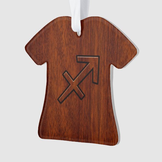 Sagittarius Zodiac Symbol auf Mahogany Holzdekorat Ornament (Vorderseite)