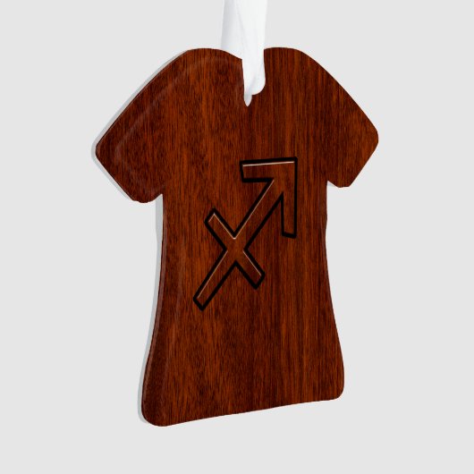 Sagittarius Zodiac Symbol auf Mahogany Holzdekorat Ornament (Vorderseite)