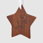 Sagittarius Zodiac Symbol auf Mahogany Holzdekorat Ornament (Vorderseite)