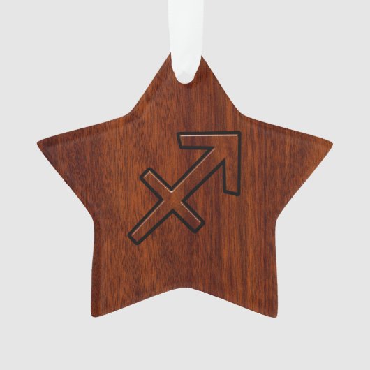 Sagittarius Zodiac Symbol auf Mahogany Holzdekorat Ornament (Vorderseite)