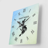 Sagittarius Zodiac Symbol Blaue grüne Zahlen Quadratische Wanduhr (Winkel)