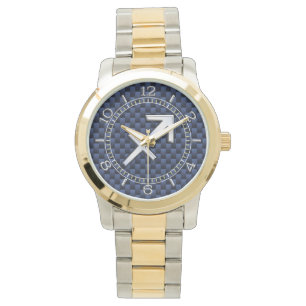 Sagittarius Zodiac Symbol Blue Carbon Dial Print Armbanduhr