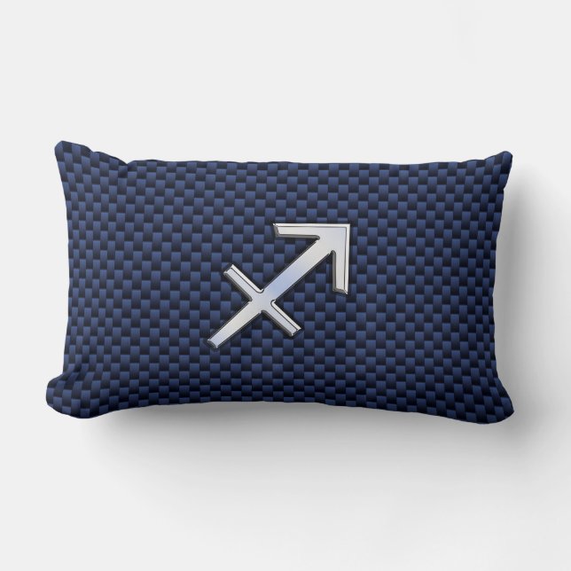 Sagittarius Zodiac Symbol Blue Carbon Fibre Print Lendenkissen (Vorderseite)