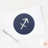 Sagittarius Zodiac Symbol Blue Carbon Fibre Print Runder Aufkleber (Umschlag)