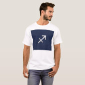 Sagittarius Zodiac Symbol Blue Carbon Fibre Print T-Shirt (Vorne ganz)