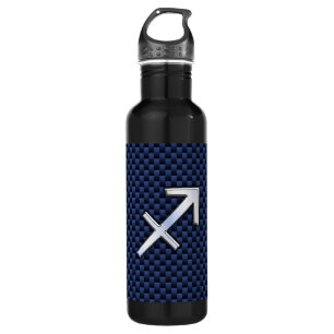 Sagittarius Zodiac Symbol Blue Carbon Fibre Print Trinkflasche
