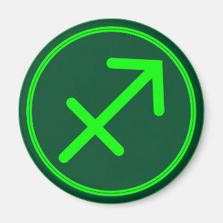 Sagittarius Zodiac Symbol Green Contrast Magnet