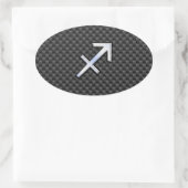 Sagittarius Zodiac Symbol Kohlefaser Ovaler Aufkleber (Tasche)