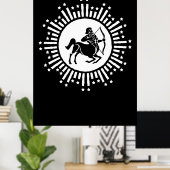 Sagittarius Zodiac-Symbol mit Sternexplosion Poster (Heimbüro)