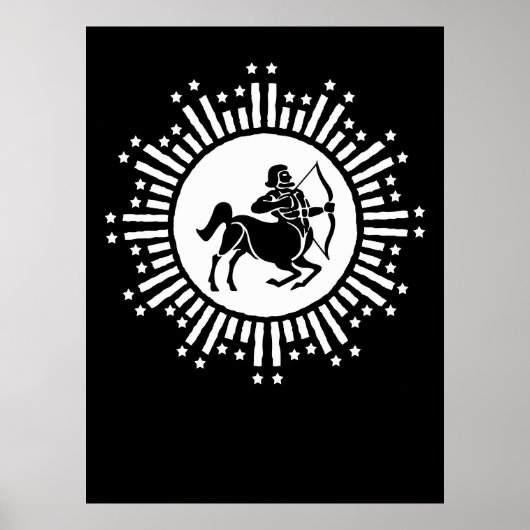 Sagittarius Zodiac-Symbol mit Sternexplosion Poster (Vorne)