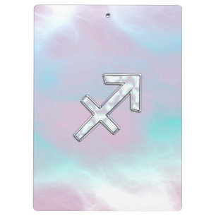 Sagittarius Zodiac Symbol Mother of Pearl Style Klemmbrett